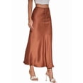 thumbnail image 1 of Skirt for Women Elegant High Waisted A Line Satin Skirts Midi Bodycon Skirt Brown XL, 1 of 9