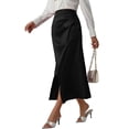 thumbnail image 1 of Skirt for Women High Waist Silk Satin Skirts Zipper Fishtail Hip Skirt Black L, 1 of 5