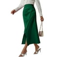 thumbnail image 1 of Mawalde Skirt for Women High Waist Silk Satin Skirts Zipper Fishtail Hip Skirt Green L, 1 of 5