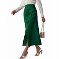 thumbnail image 1 of Skirt for Women High Waist Silk Satin Skirts Zipper Fishtail Hip Skirt Green XL, 1 of 7