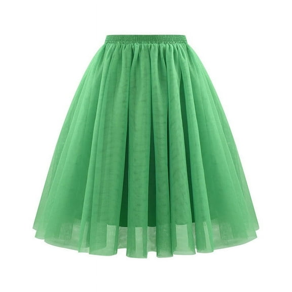 Skirt for Women High-Waist Tiered Tulle Skirt Spring Summer Party Skirt Green XXL