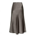 thumbnail image 1 of Skirt for Women Midi Length High Waist Silk Satin Elasticized Cheetah Casual Ladies Skirts Grey S, 1 of 7