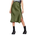 thumbnail image 1 of Skirt for Women Midi Length High Waist Solid Color Satin Dress Zipper Elegant Skirt Casual Trendy Womens Skirts, 1 of 4