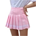 thumbnail image 1 of Skirt for Women Mini Skirts Versatile A-line Basic Stretchy Flared Skater Skirt Solid Pleated Skirt Wyongtao Clearance Under $10.00, 1 of 8