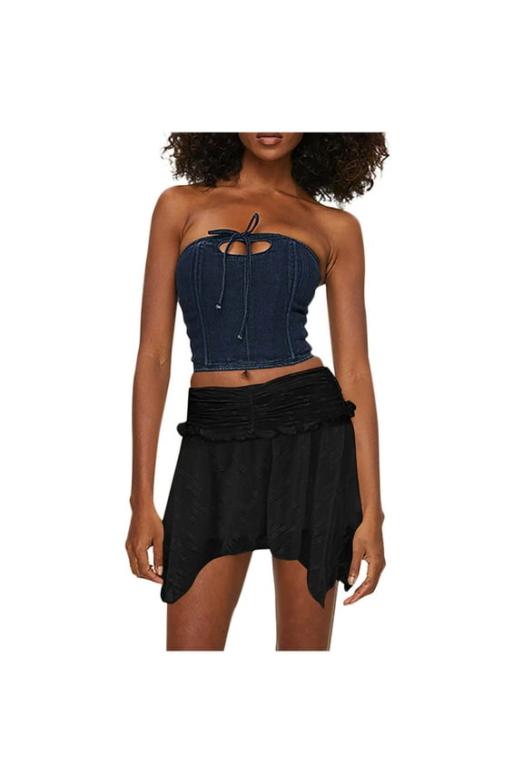 Skirt for Women Short Pink On Under $10 Fashion Lace Solid Color Multi Layer Lrregular Cake Stacking Skirt