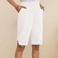 thumbnail image 1 of Skirt with Shorts Underneath Elastic Waist Long Shorts Womens Wide Leg Casual Loose Summer Bermuda Shorts with Pockets White XXL, 1 of 9