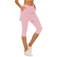 thumbnail image 1 of Skirted Capri Leggings for Women with Pockets High Waisted Stretchy Yoga Workout Pants Soft Gym Capris (XL, Pink), 1 of 7