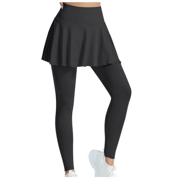 Skirted Legging for Women Solid Color Yoga Legging with Skirts Sport Tennis Leggings Long Pants Clothes
