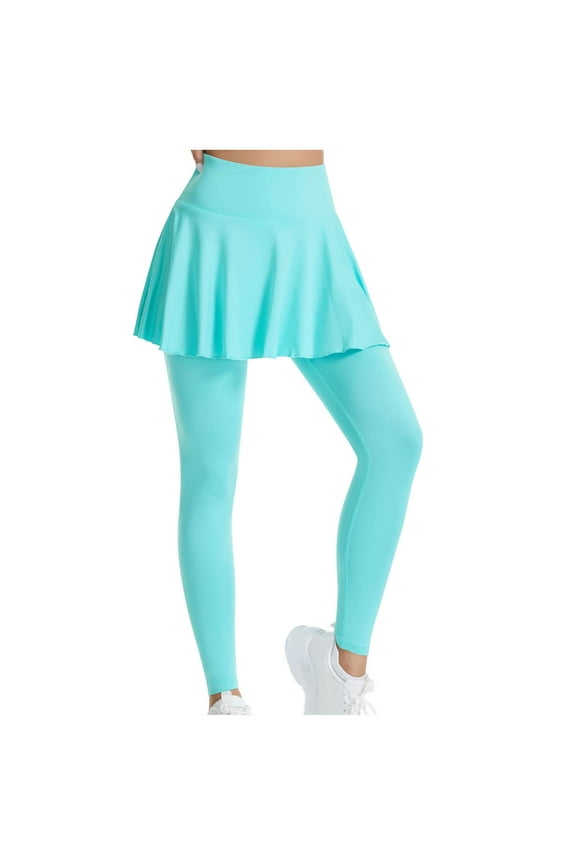 Skirted Legging for Women Solid Color Yoga Legging with Skirts Sport Tennis Leggings Long Pants Clothes