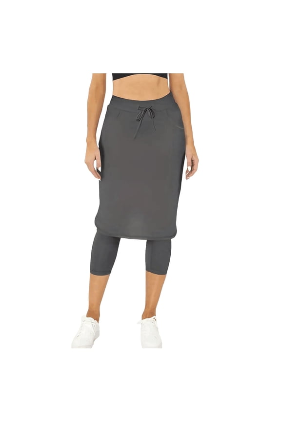Skirted Legging for Women, Yoga & Tennis Workout Skorts with Pockets, Stretchy Capri Pants with Skirts for Gym, Tennis, and Daily Wear