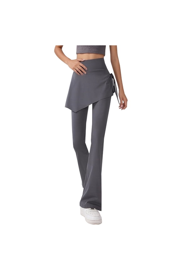 Skirted Leggings, Comdrip Leggings for Women V Waist Bell Bottom Yoga Pants Workout Leggings Tennis Skirt with Leggings Grey, M