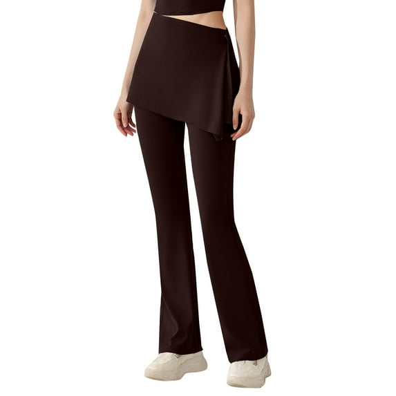 Skirted Leggings for Women Audhol Women's Detachable Breathable Leggings with High Waist Stretchy Soft and Comfortable Pants for Yoga and Sports Tennis Skirt with Leggings Brown S