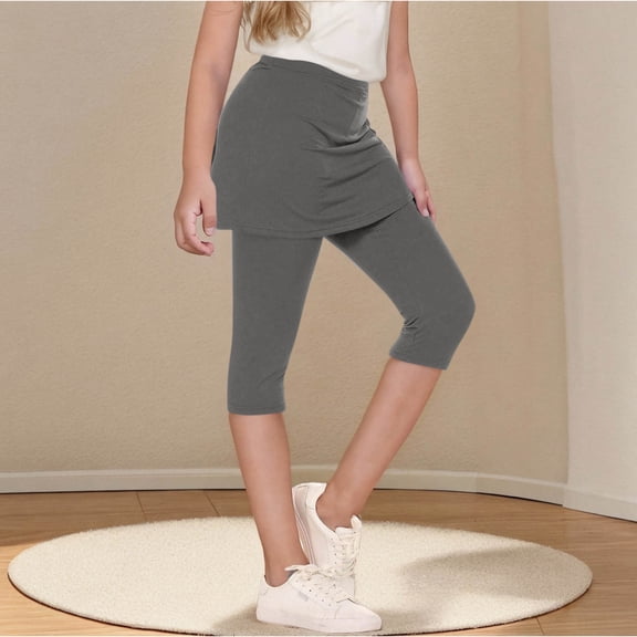 Skirted Leggings for Girls Tennis Golf Skorts Capris Gym Yoga Legging with Skirts
