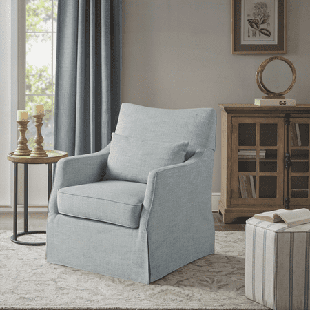 Skirted Swivel Chair - 1-Piece Solid Wood with Backrest