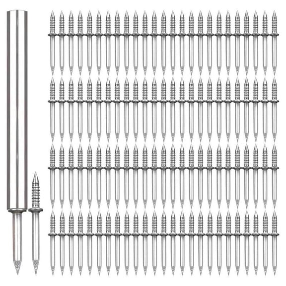 Skirting Board Wood 100PCS Double-Head Skirting Thread Seamless Nail No Trace Nails Sheep Horn Nails,100 * nails,Silver