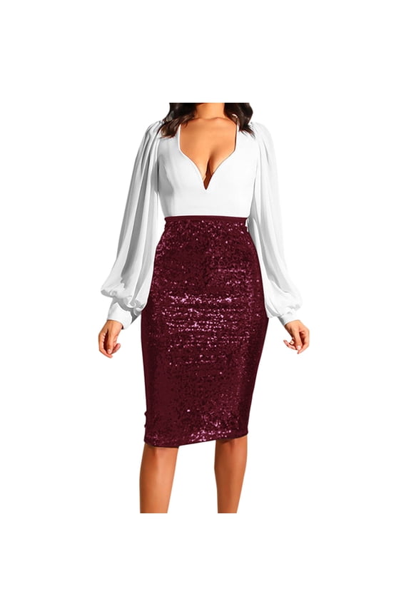 Mrzhqd Skirts For Women Trendy Summer Solid Color Sequins High Waist Slim Half Body Skirts