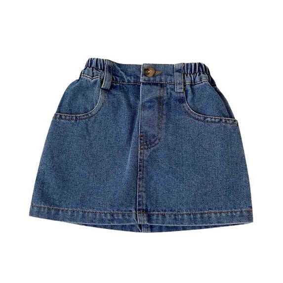 Skirts Girls Ripped Denim Skirt Distressed A Line Bottoms Solid Casual Jean Skirt Stylish Toddler Daily Wear Blue 18M-24M