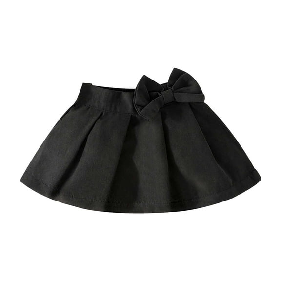 Skirts Girls Summer Bow Pleated Skirt Fashion All Matching Baby Out Wear Gift Girls Skirt Black 3 Months-6 Months