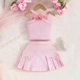 thumbnail image 1 of Skirts Sets for Girls 2 Piece Outfits Size 9M-5Y Toddlers Cute Sleeveless Cami Tops and Pleated Skirt Solid Vacation Travel Set Summer, 1 of 7
