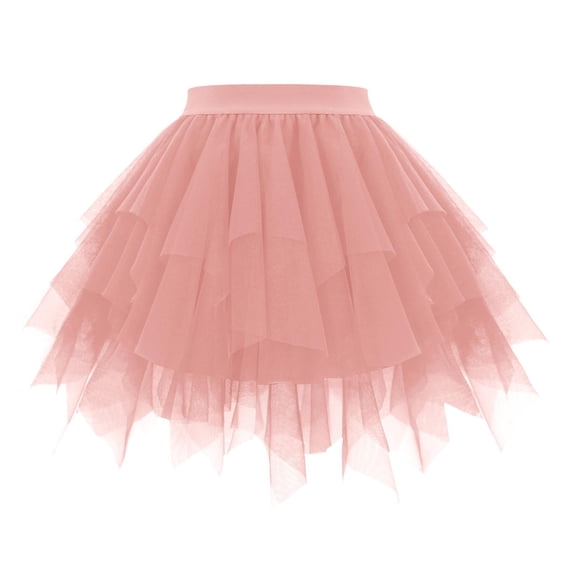 Skirts for Women Irregular Layered Netted Short Skirt for Spring and Summer High Waisted Puffy Egg Shape Mid Length Skirt Fashionable Everyday Red 3 L