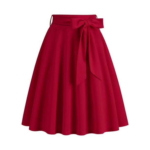Skirts for Women Knee Length for Work Elastic High Waist A