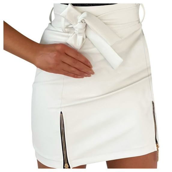 Skirts for Women Plus Size Solid Color Women Skirt Strap Zip Ladies Slim Short Skirts Mini Leather Skirts Skirt Fitting Plus Size Y2K Fashion Elegant Wrap Hip Vest Sling Ruched Skirt