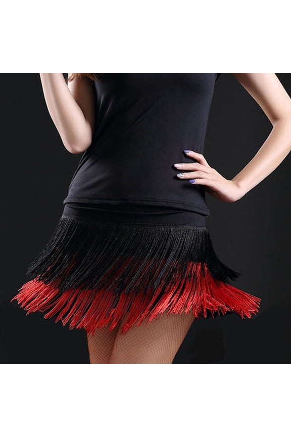Skirts for Women Skirt Bottoms Performance Tassel Cha Cha Square Dance Half Skirt for Women Practice and Stage Outfit Featuring Elegant Fringe and Comfortable Fit Red M