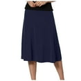 thumbnail image 1 of Skirts for Women Skirt Women's Solid Lightweight Flare Midi Skirt with Elastic Waistfront Closure Easy Wear Flowy A-Line for Everyday Comfort and Versatility Navy L, 1 of 4