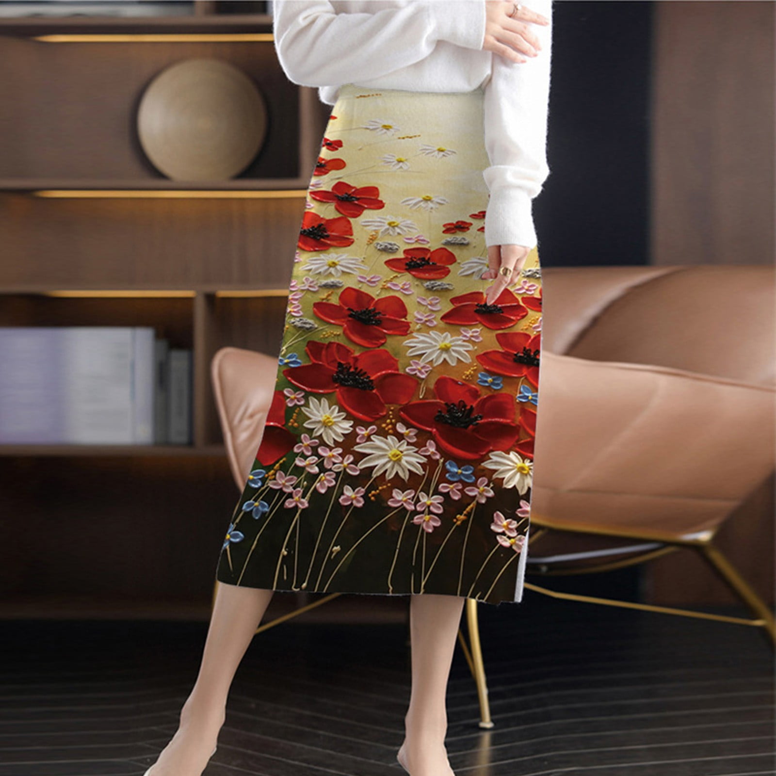 Knit pull on midi skirt top