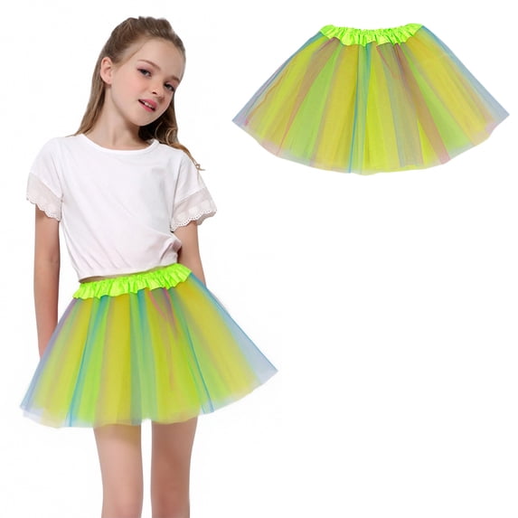 Skirts for Girls Layered Green Tutu Elastic Waist Ballet Dance Tutu Dress Kid Dress Up Birthday Party