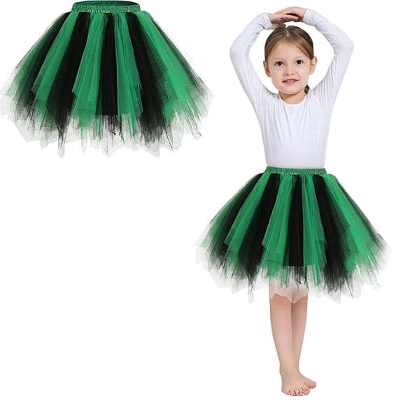 Skirts for Girls Layers Green Tutu Elastic Waist Kids Ballet Tutu Birthday Party Dresses 6-10 Years