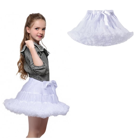 Skirts for Girls Layers White Tutu Elastic Waist Ballet Dance Dress Princess Tutu Birthday Party Dresses 1-3 Years