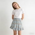 thumbnail image 1 of Skirts for Girls Ruffle Floral Flowy Short Skirts for Girls Cute Summer Skirts for Girls (Light Blue 5-6 Years), 1 of 7