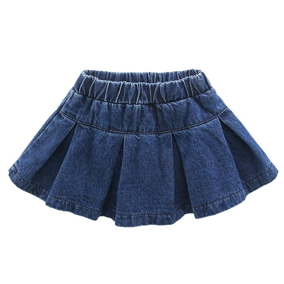 Skirts for Girls Toddler Kids Girls Summer Solid Denim Skirt Elastic Waist Thin Breathable Mini Skirts Dresses for Girls Blue 18 Months-24 Months