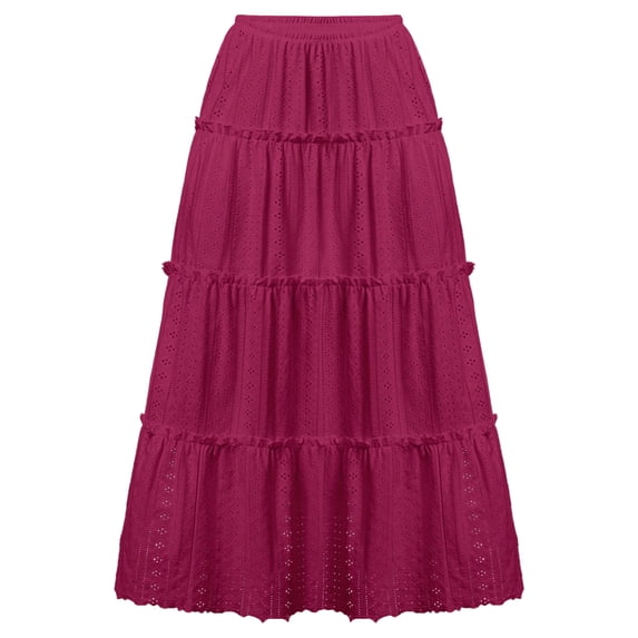 Skirts for Women 4-way Stretch Fashion Women Casual High Waist Solid Long Ankle Pleated Skirt Summer Vacation Beach Fashion Casual Daily Wear