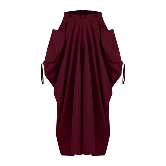 Llgiddwo Skirts for Women Bohemian Style Loose Fitting Casual High Waisted Maxi Skirt with Pocket Summer Beach Vacation Long Skirts for Women