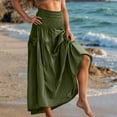 thumbnail image 1 of Skirts for Women Boho High Waist Ruffle Tiered Maxi Skirt with Pockets Elastic Waist Ankle Length Travel Vacation Beach Skirt, 1 of 9