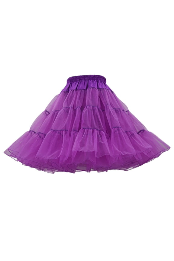 Skirts for Women Candy Color Multicolor Half Body Puff Petticoat Short Skirt Designed for Everyday Wear and Style Purple L