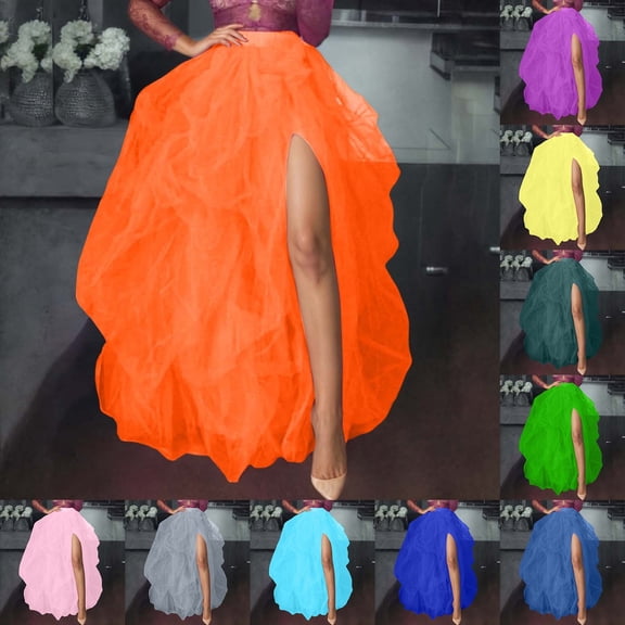 Skirts for Women Carnival Elegant High Washion Pleated Solid Midi formal Evening Dressy Style With Front Slit Womens Skirt GN1