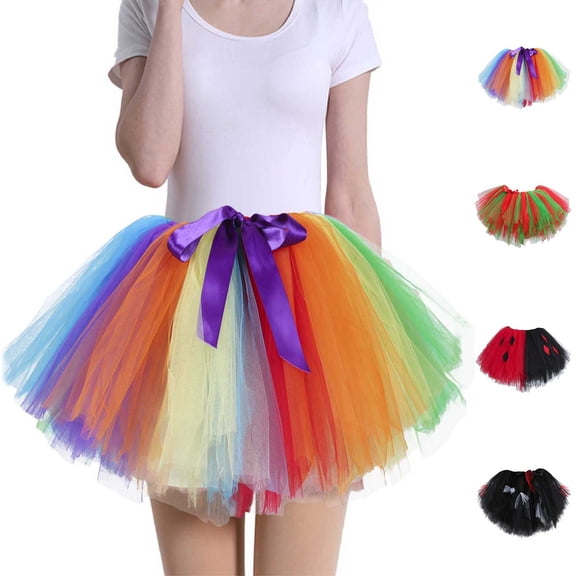 Skirts for Women Carnival Fashion Tutu Gauzedress Rainbow Mesh Casual Comfortable Womens Skirt Red