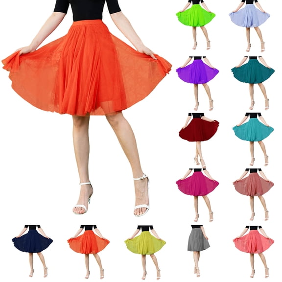 Skirts for Women Carnival High Knee Pleated Length Dancing Adult Casual Comfortable Womens Skirt Army Green