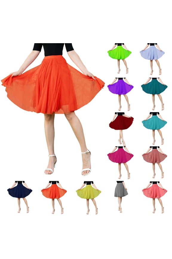 Skirts for Women Carnival High Knee Pleated Length Dancing Adult Casual Comfortable Womens Skirt Green