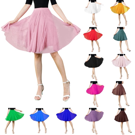 Skirts for Women Carnival High Knee Pleated Length Dancing Adult Casual Comfortable Womens Skirt Hot Pink