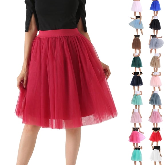 Skirts for Women Carnival Knee Length Long Adult Tutu Layered Short Prom Party Midi Casual Comfortable Womens Skirt Hot Pink M