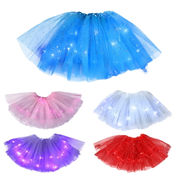 Skirts for Women Carnival Led Lights 3 Layer Of Mesh Puffy Ballerinaes Casual Comfortable Womens Skirt Blue