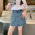 thumbnail image 1 of Skirts for Women Denim Mini Cargo Skirt Mid Rise Button Up Bodycon Y2k Trendy Summer Casual Jean Skirt, 1 of 4