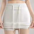 thumbnail image 1 of Skirts for Women Drawstring Sports Hip-wrapped High-waisted A-line Skirt for Women White S, 1 of 5