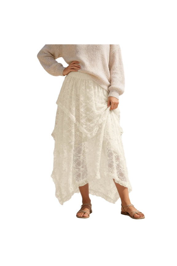 Skirts for Women Dressy Straight Floral Soft & Lightweigh Flowy Maxi Skirts Tiered Floral Long Skirts with Pockets for Beach Vacation