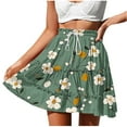 thumbnail image 1 of Skirts for Women Elastic High Waist Drawstring Skirts Summer Casual Floral Print Tiered Pleated Mini Skirt, 1 of 5