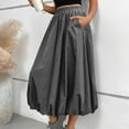 thumbnail image 1 of Skirts for Women Elastic Waist Casual Summer Solid Pocket Ankle Skirt Gray S, 1 of 6